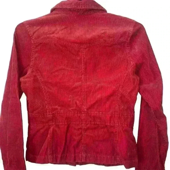 Red Corduroy Snap Up Shirt Shacket Size Medium Exc Con - Picture 2 of 5
